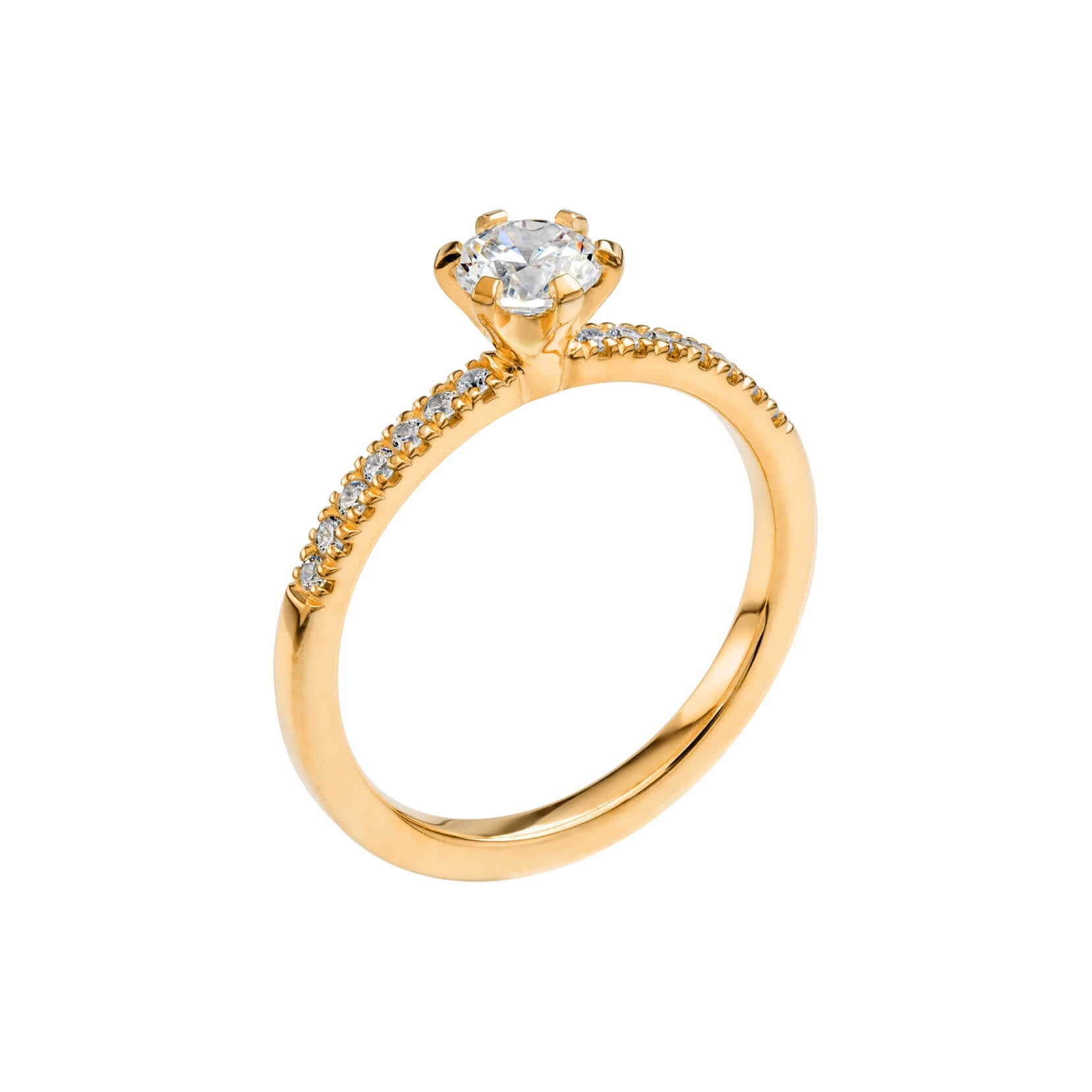 LOVE 02 - Smal sidostensring i rödguld - Dahlströms Guld