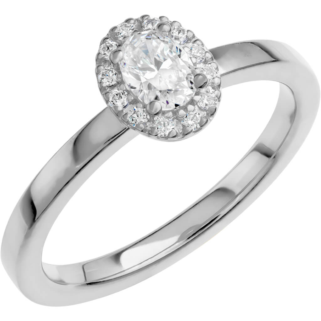 LOVE 06 - Smal oval haloring i platina - Dahlströms Guld