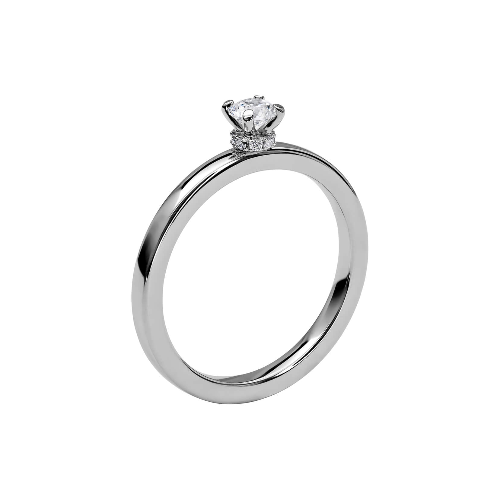 Love 13 - Smal hidden halo ring i vitguld - Dahlströms Guld