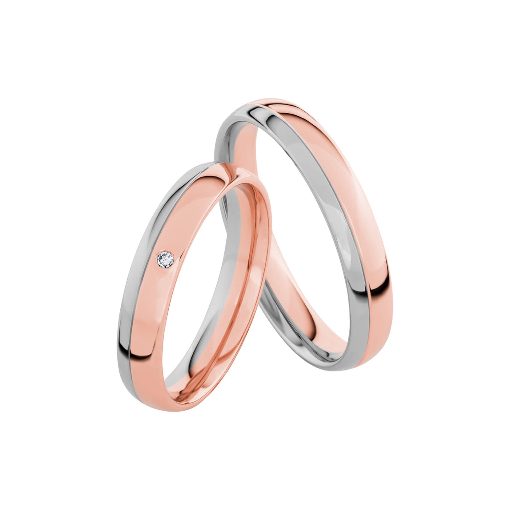 SR3002 - Flerfärgad slät ring i roséguld & vitguld - Dahlströms Guld