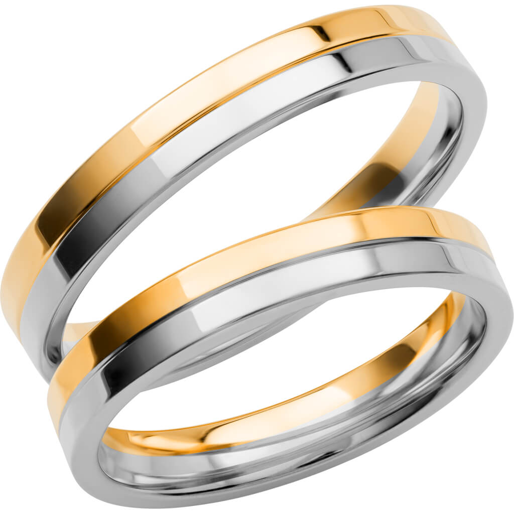 SR3005 - Flerfärgad slät ring i rödguld & vitguld - Dahlströms Guld