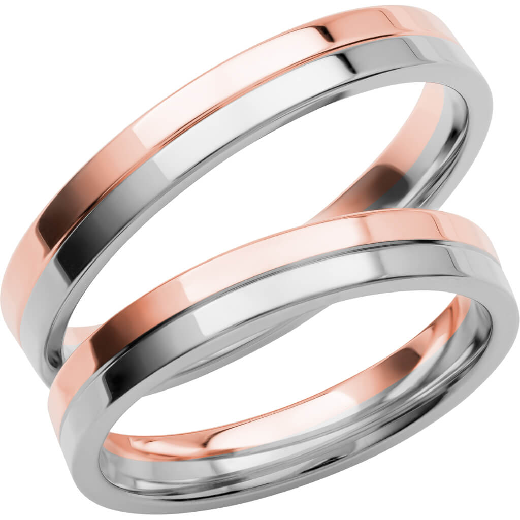 SR3005 - Flerfärgad slät ring i roséguld & vitguld - Dahlströms Guld