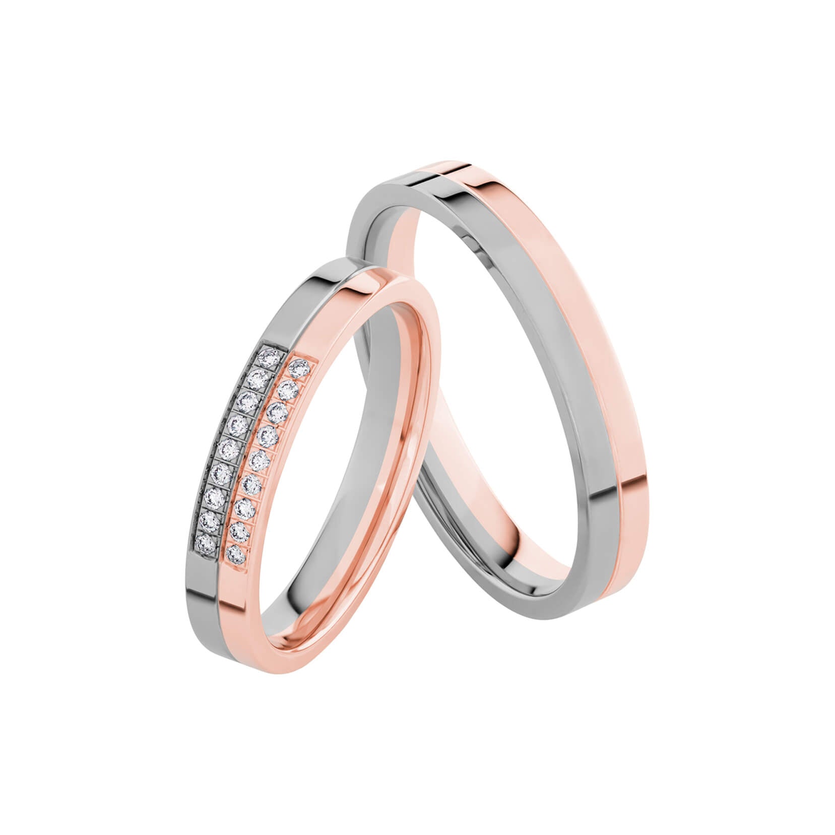 SR3005 - Flerfärgad slät ring i roséguld & vitguld - Dahlströms Guld