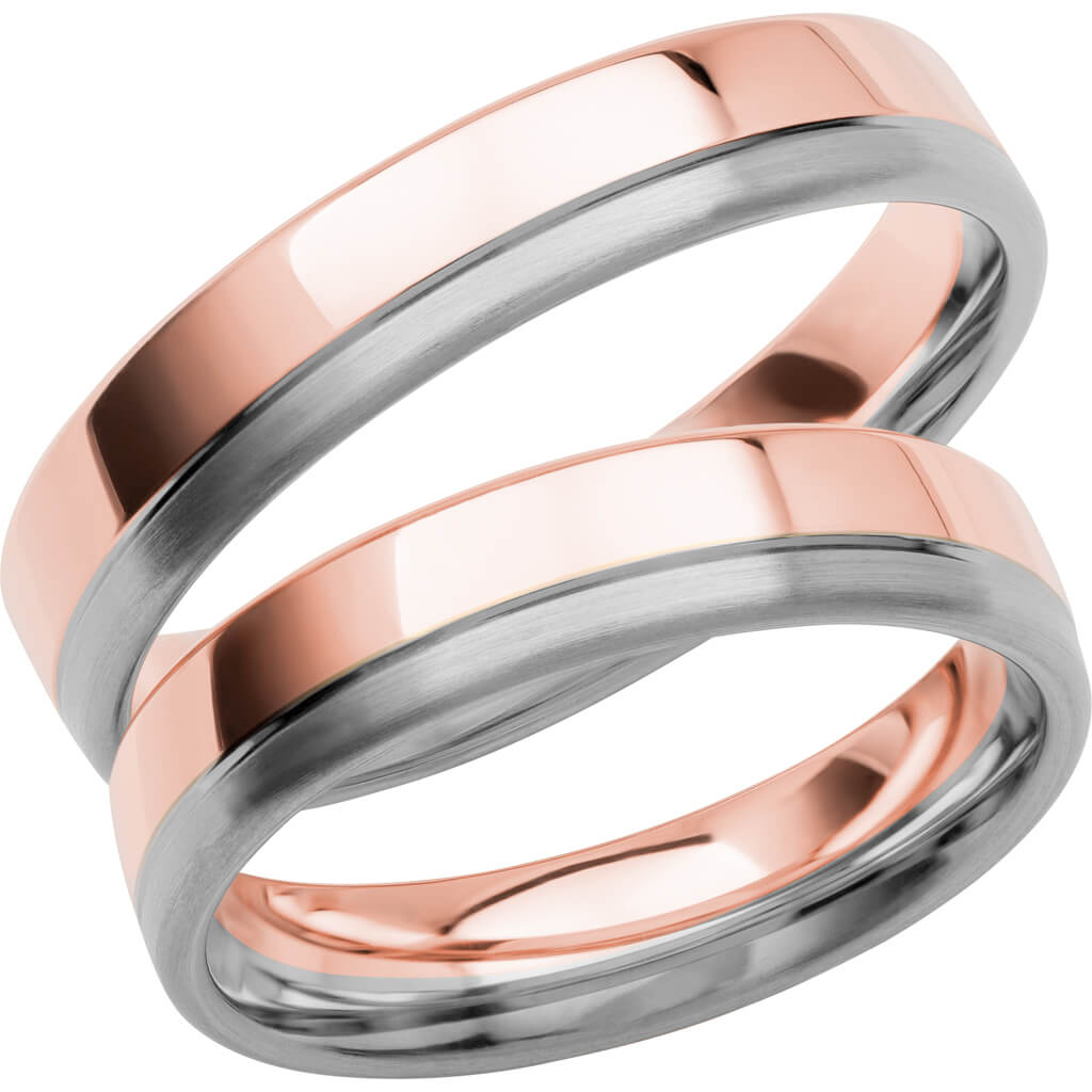 SR3006 - Flerfärgad slät ring i roséguld & vitguld - Dahlströms Guld
