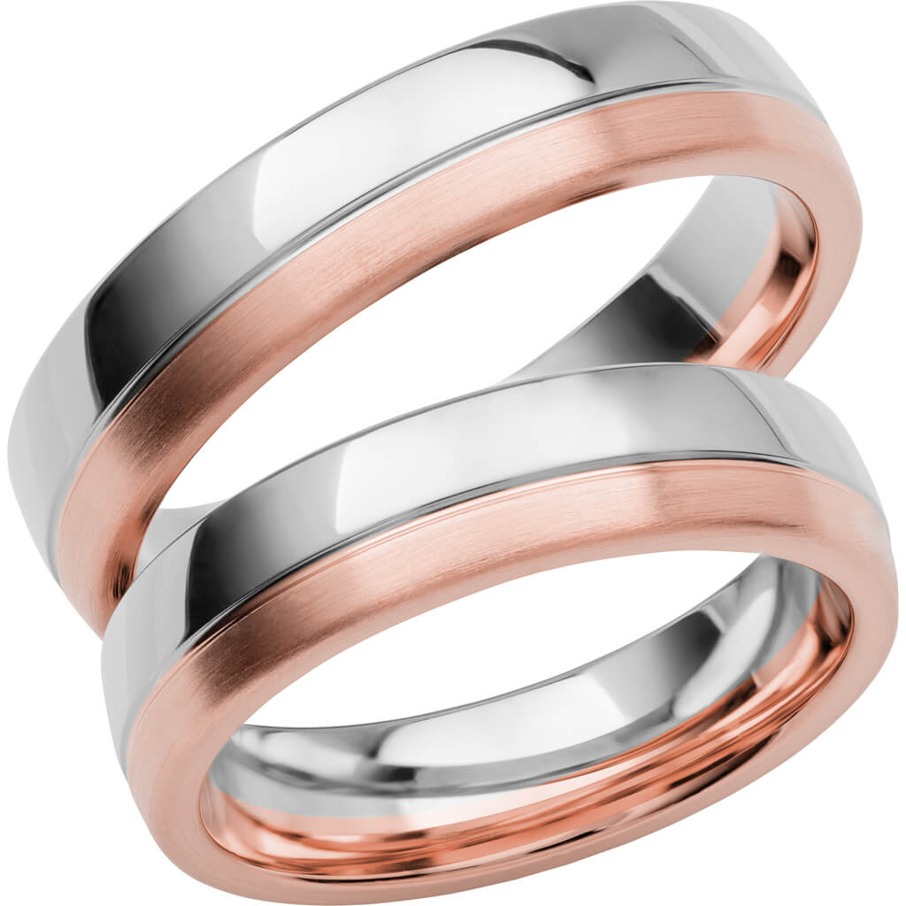 SR3007 - Flerfärgad slät ring i roséguld & vitguld - Dahlströms Guld