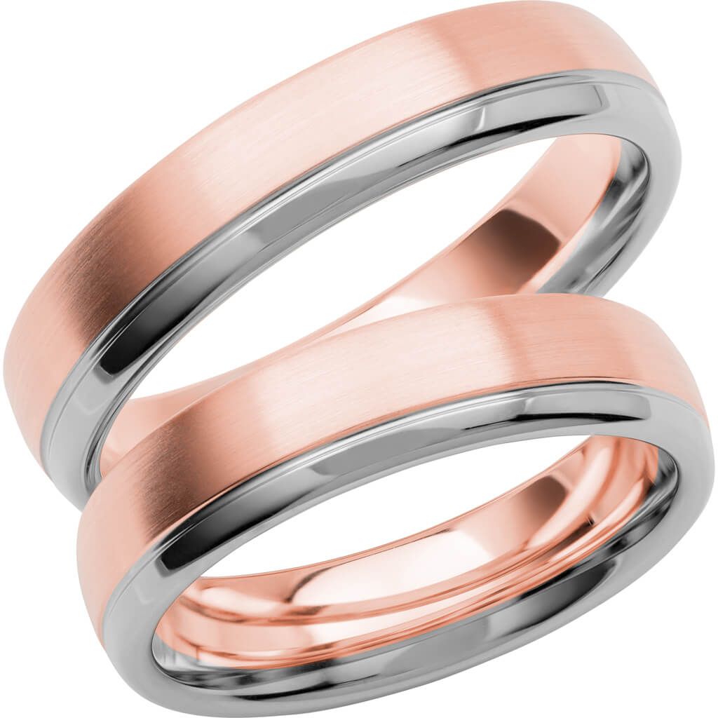 SR3009 - Flerfärgad slät ring i roséguld & vitguld - Dahlströms Guld
