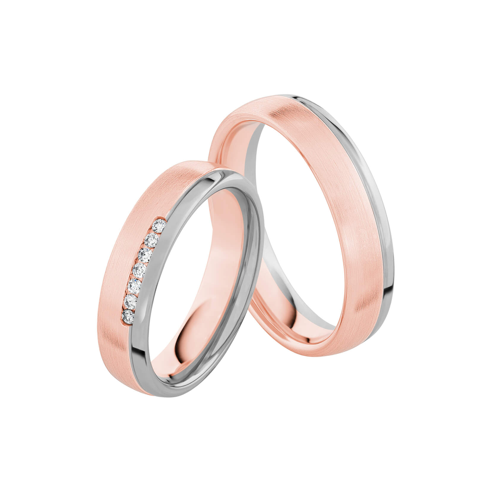 SR3009 - Flerfärgad slät ring i roséguld & vitguld - Dahlströms Guld