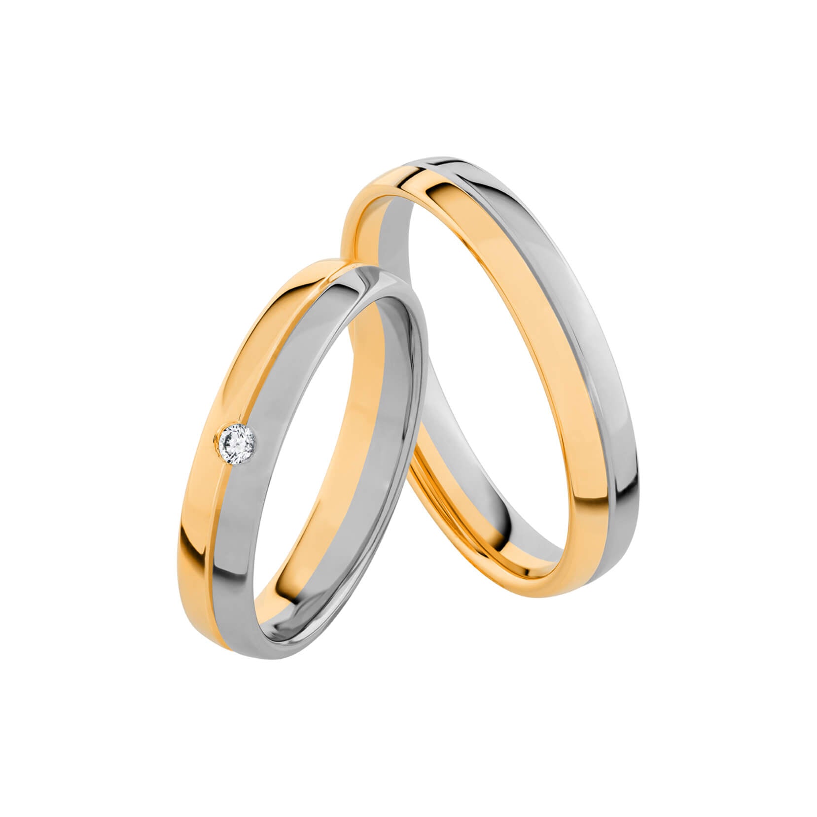 SR3010 - Flerfärgad slät ring i rödguld & vitguld - Dahlströms Guld