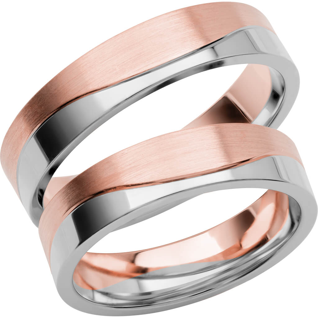 SR3011 - Flerfärgad slät ring i roséguld & vitguld - Dahlströms Guld