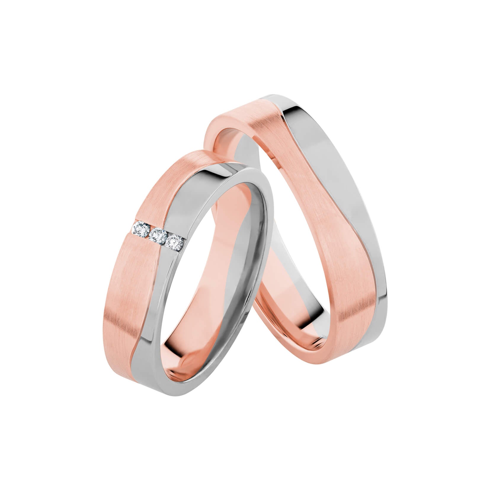 SR3011 - Flerfärgad slät ring i roséguld & vitguld - Dahlströms Guld
