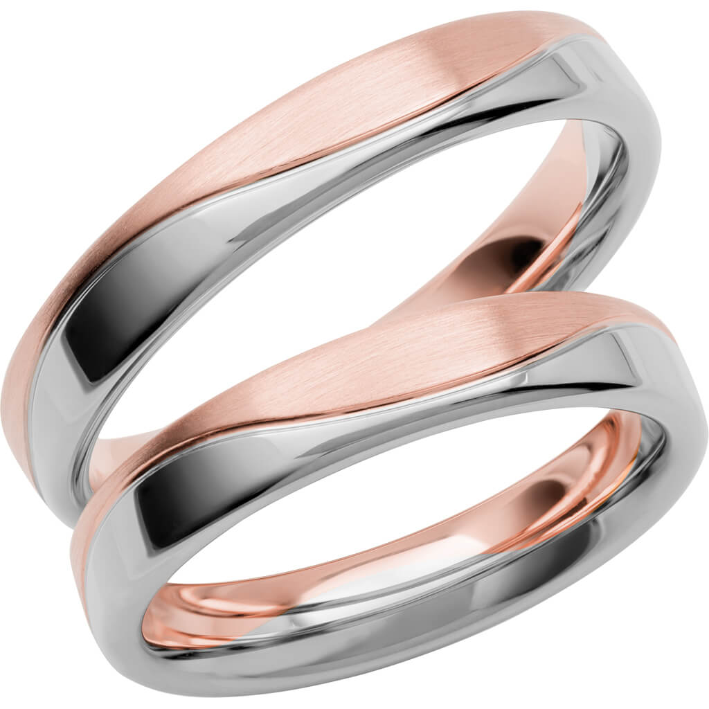 SR3015 - Flerfärgad slät ring i roséguld & vitguld - Dahlströms Guld