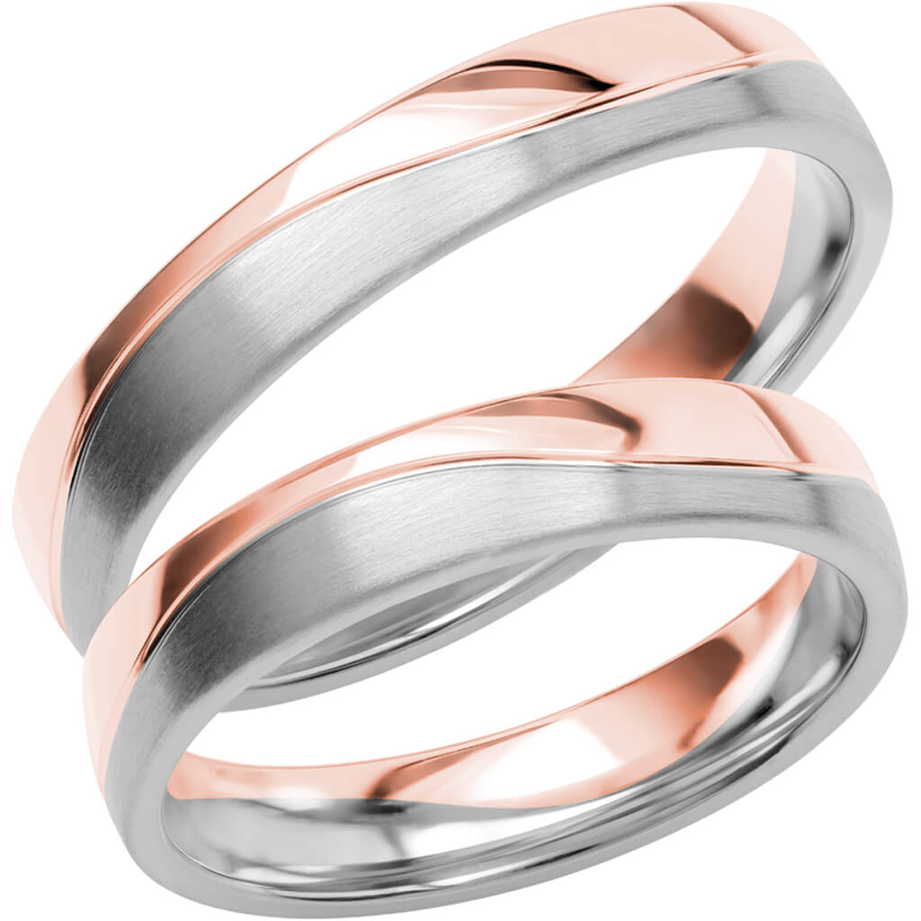 SR3018 - Flerfärgad slät ring i roséguld & vitguld - Dahlströms Guld