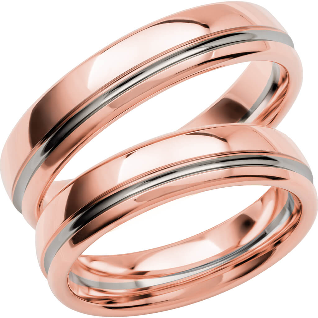 SR3019 - Flerfärgad slät ring i roséguld & vitguld - Dahlströms Guld