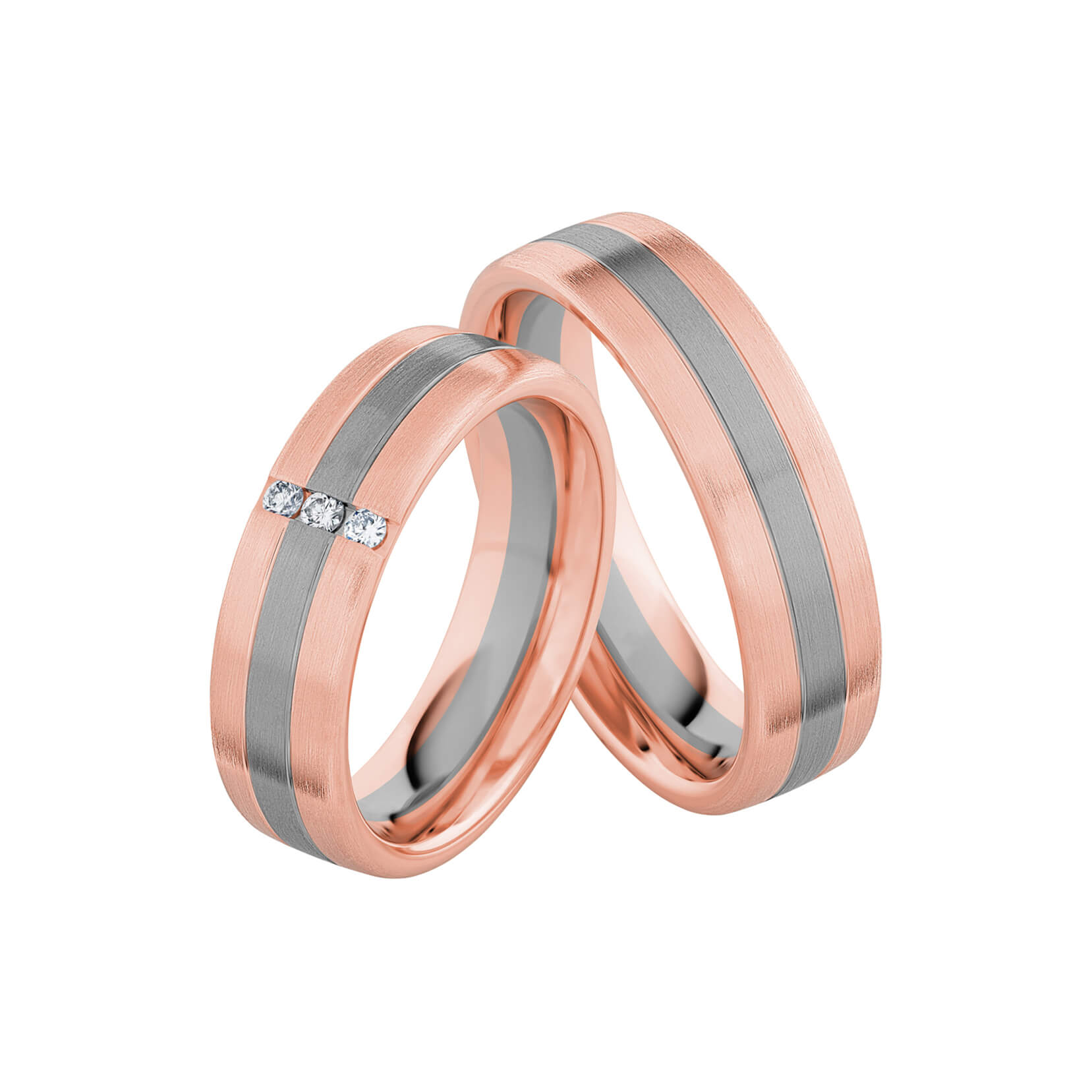 SR3020 - Flerfärgad slät ring i roséguld & vitguld - Dahlströms Guld