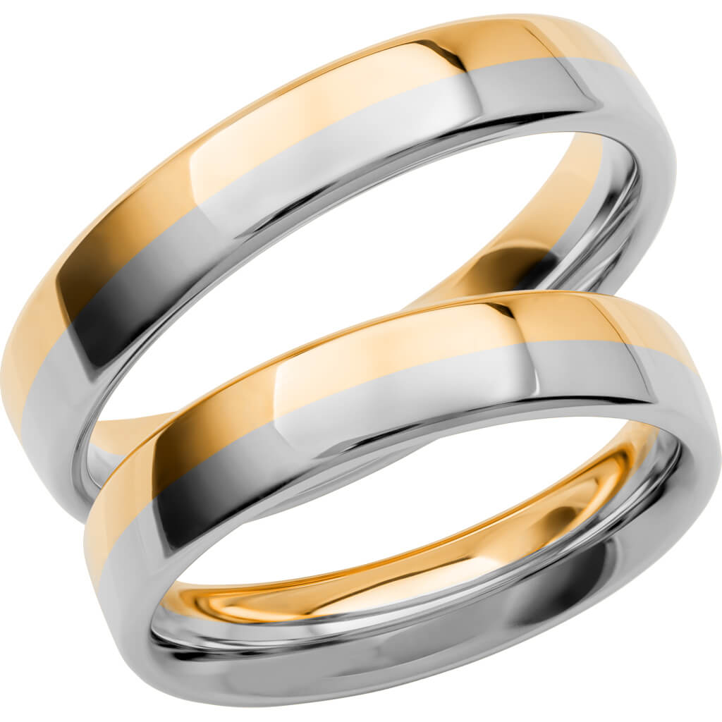 SR3021 - Flerfärgad slät ring i rödguld & vitguld - Dahlströms Guld