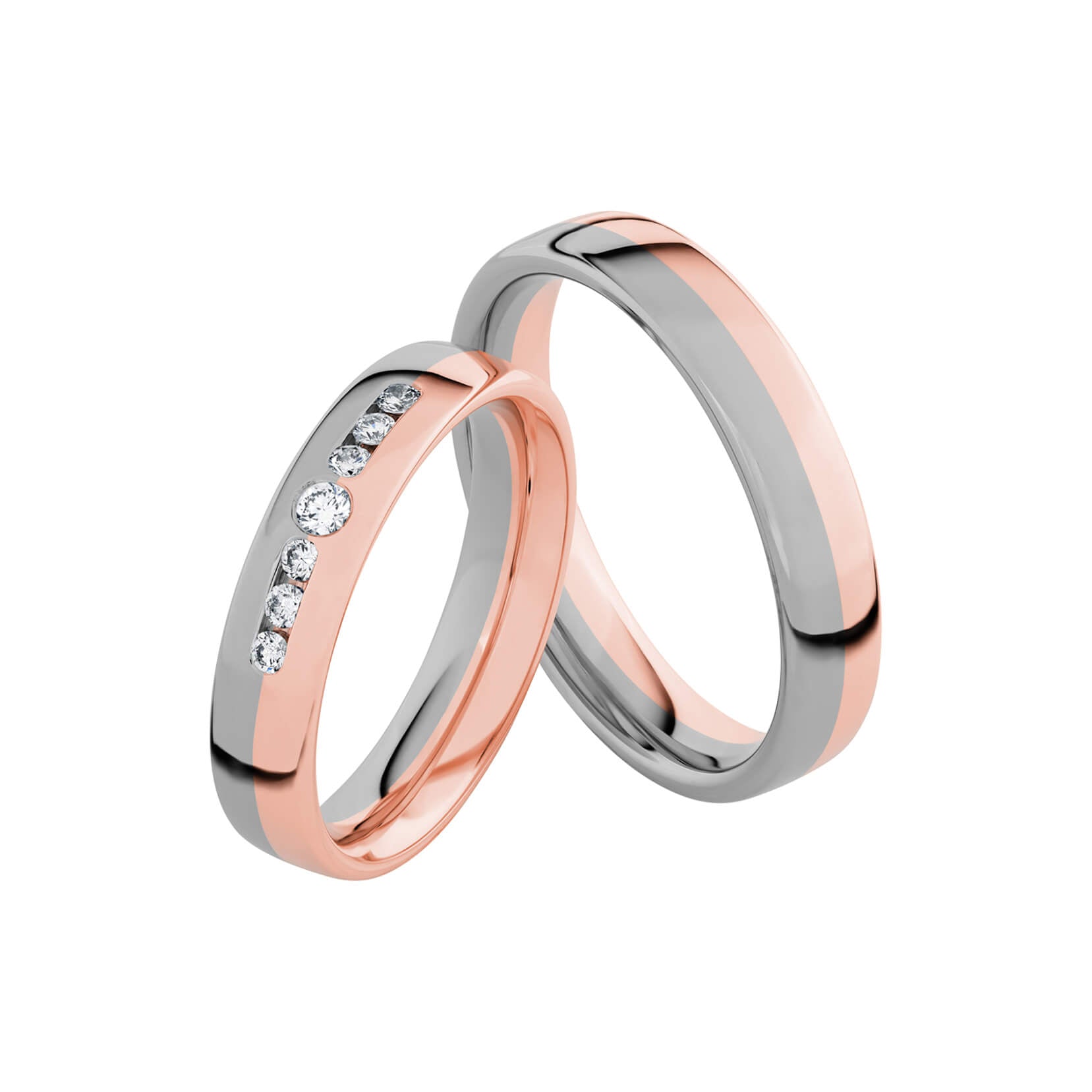SR3021 - Flerfärgad slät ring i roséguld & vitguld - Dahlströms Guld