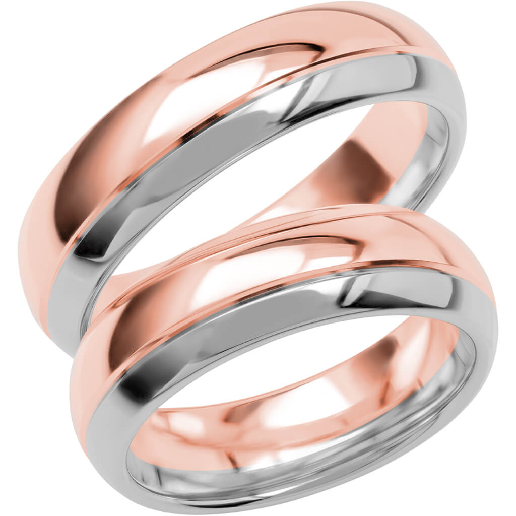 SR3024 - Flerfärgad slät ring i roséguld & vitguld - Dahlströms Guld