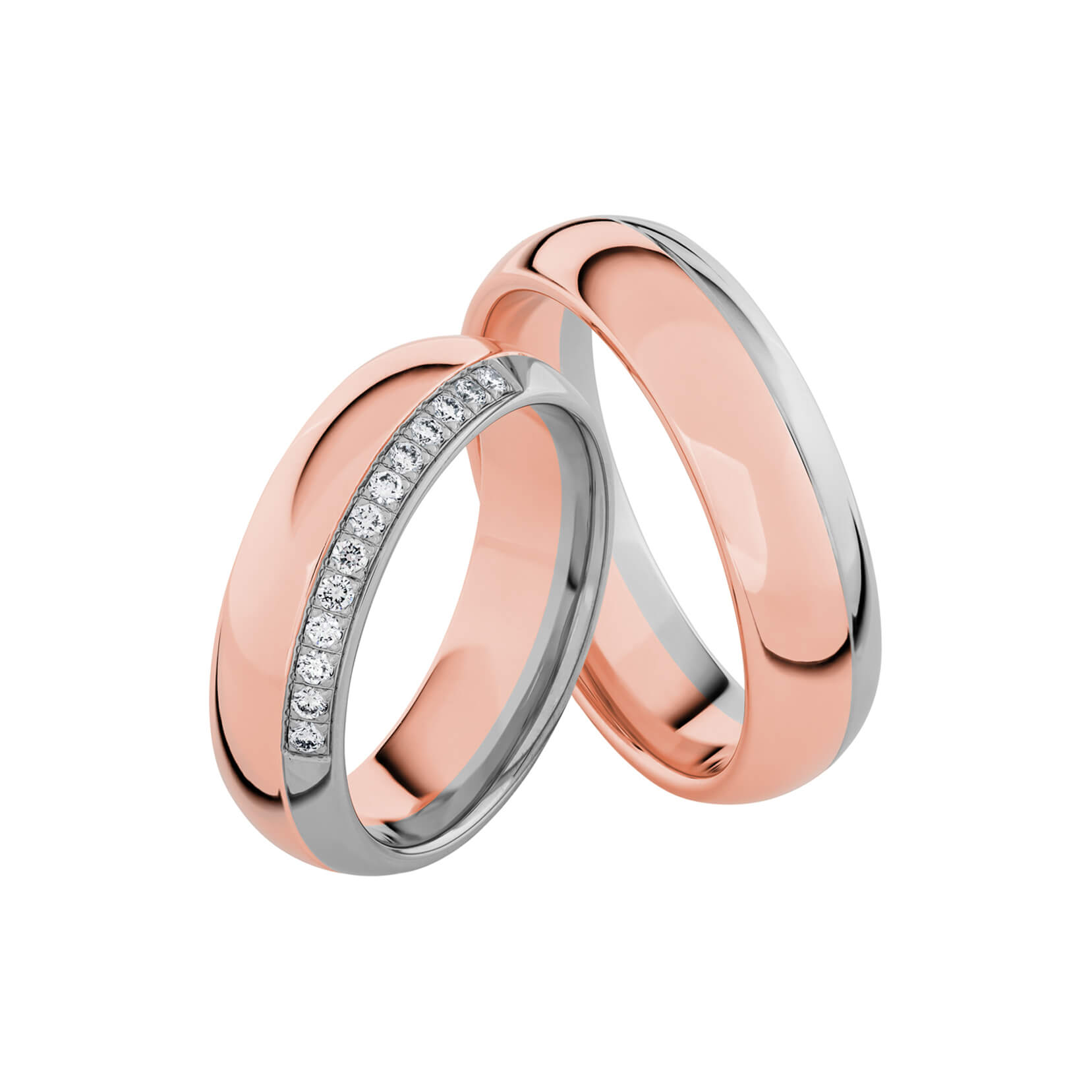 SR3024 - Flerfärgad slät ring i roséguld & vitguld - Dahlströms Guld