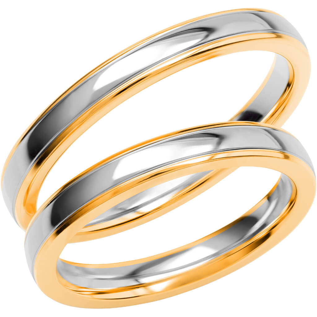 SR3025 - Flerfärgad slät ring i rödguld & vitguld - Dahlströms Guld