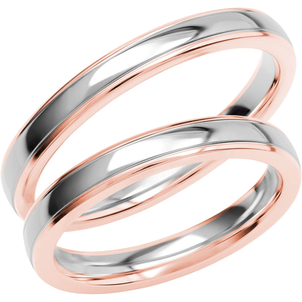 SR3025 - Flerfärgad slät ring i roséguld & vitguld - Dahlströms Guld