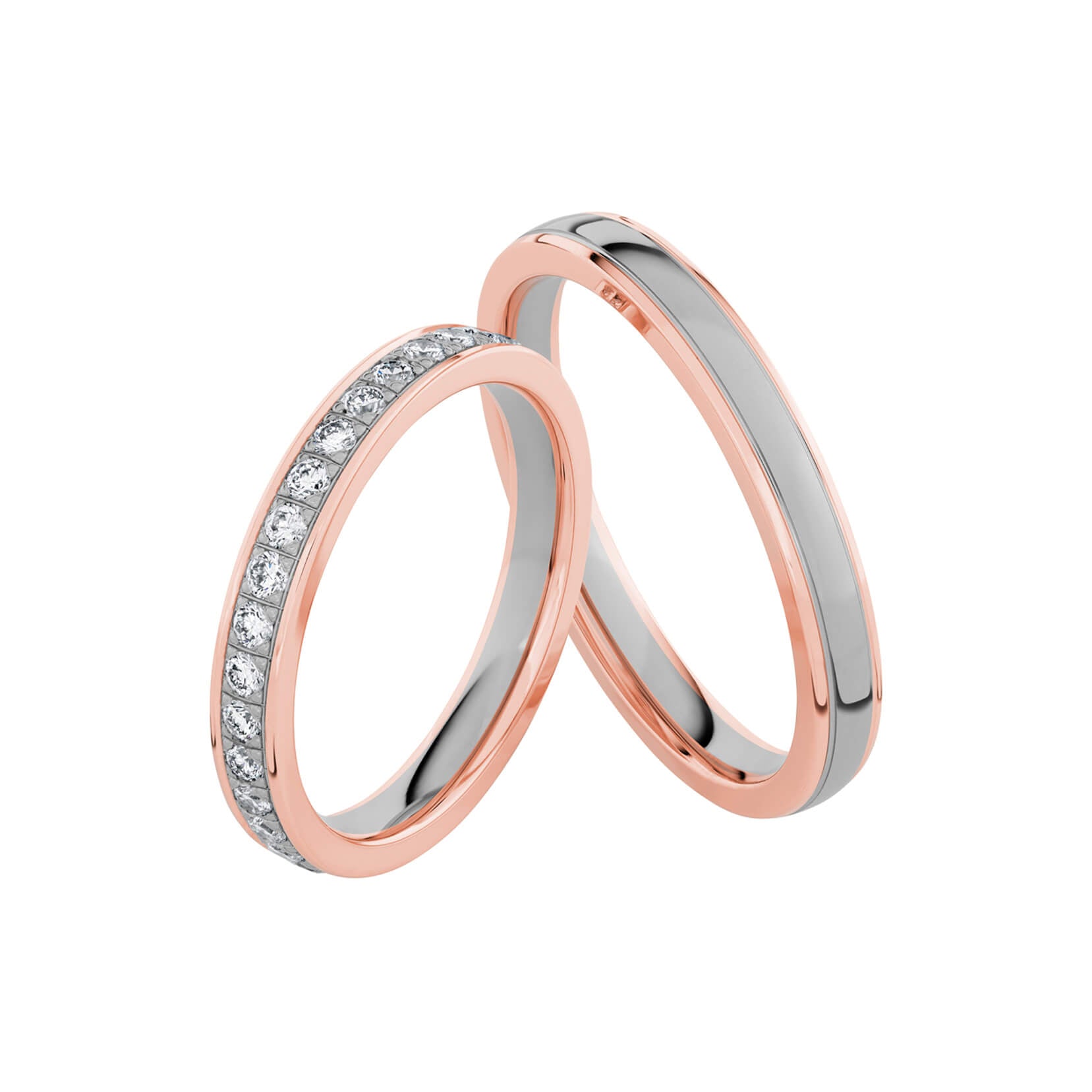 SR3025 - Flerfärgad slät ring i roséguld & vitguld - Dahlströms Guld